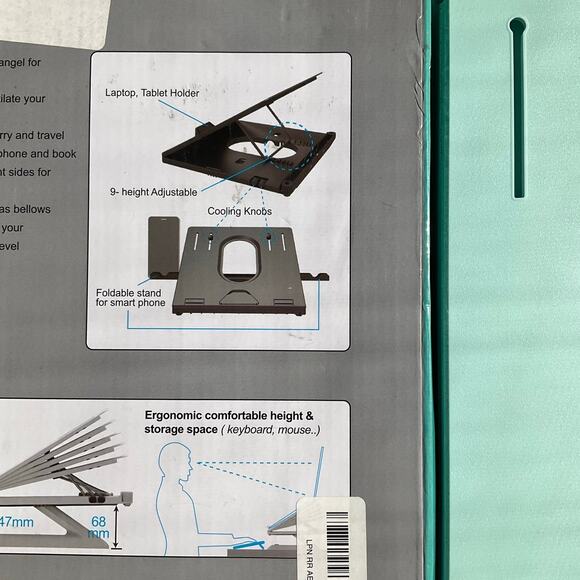 Foldable stand with 9 - step adjustable height & angel for ergonomic comfortable - Picture 3 of 8